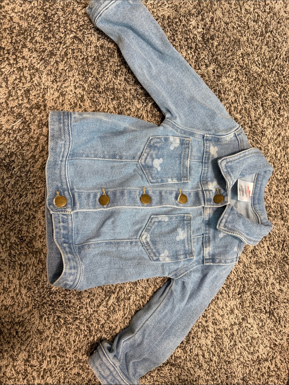 Disney Light Blue Denim Jacket with Gold Buttons and Mickey Patch